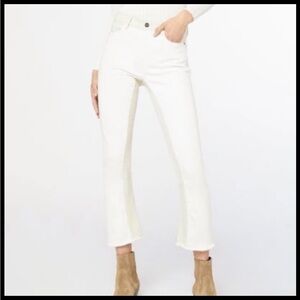 FRAME Le‎ Crop Mini Boot White & Cream Cropped Raw Hem Jeans Size 28